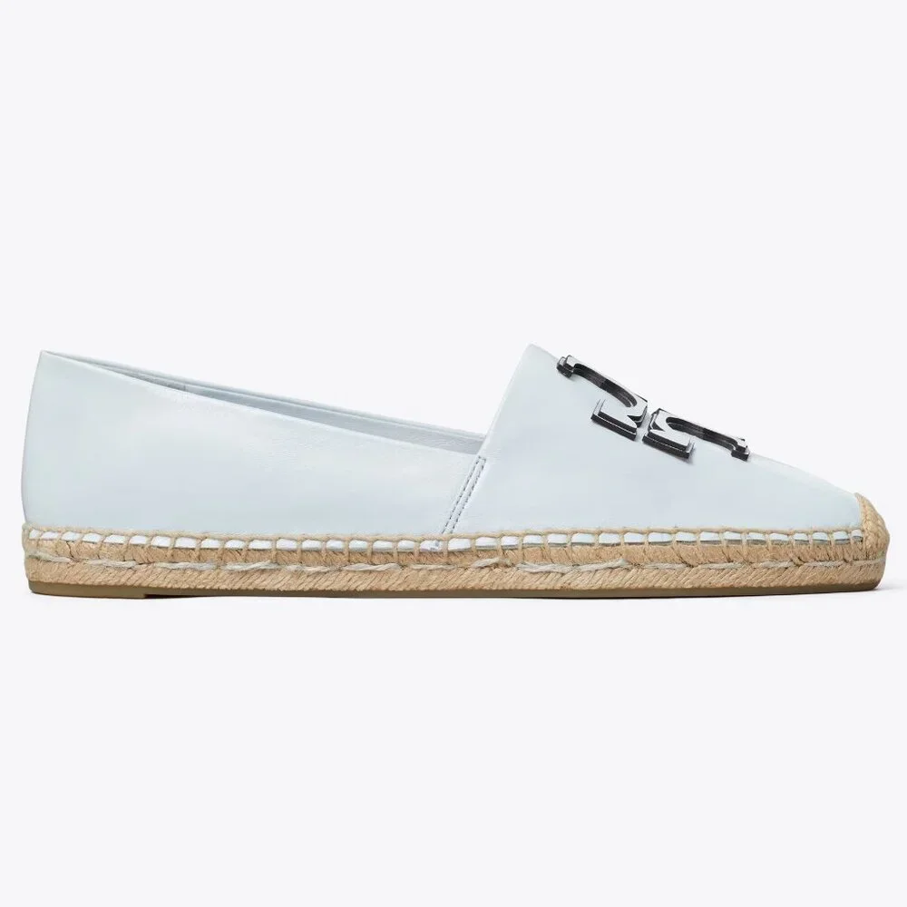 Tory Burch $228 Ines Espadrille Flats Pale Icy Blue Leather 9.5 10